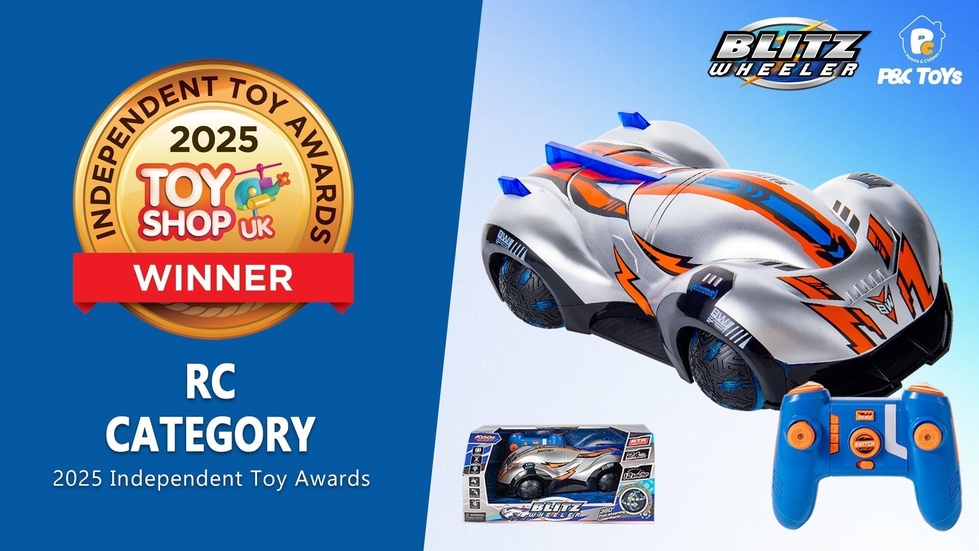Big News! Blitz Wheeler Earns GOLD medal at Toy Shop UK 2025 Independent Toy Awards