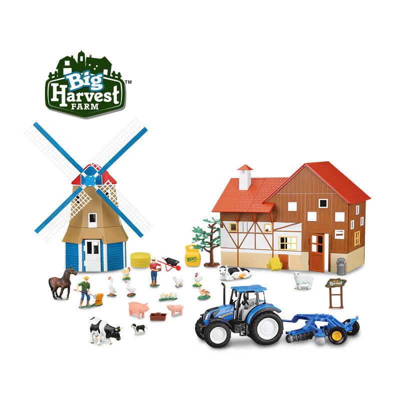 1:32 Farm Playset Include Dutch Windmill, Farmhouse, Tractor, Farmers, Animal Toys and Farm Tools