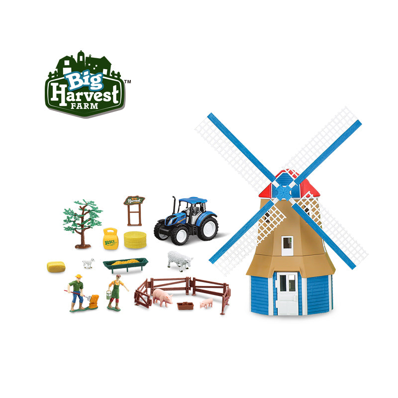 1:32 Farm Playset Include Dutch Windmill, Tractor, Farmers, Animal Toys and Farm Tools