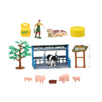 1:32 Farm Playset Include Farmhouse, Tractor, Grain Cart, Farmer, Animal Toys and Farm Tools
