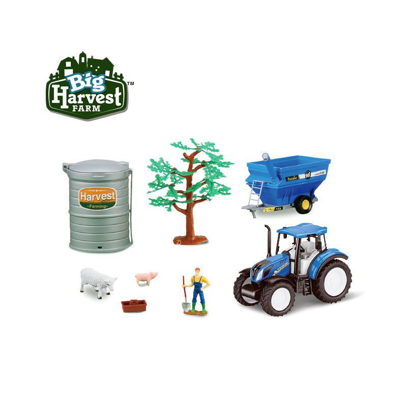 1:32 New Holland T5 Licensed Tractor with Grain Cart Farm Set