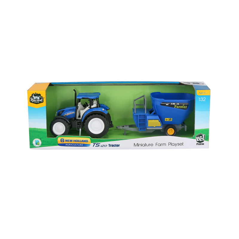 1:32 New Holland T5 Licensed Tractor with Fodder Mixer