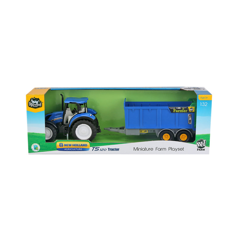 1:32 New Holland T5 Licensed Tractor with Manure Spreader