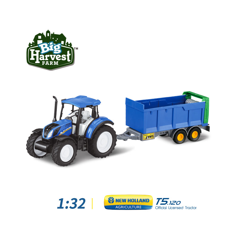 1:32 New Holland T5 Licensed Tractor with Manure Spreader
