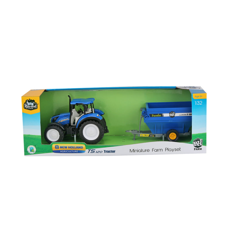 1:32 New Holland T5 Licensed Tractor with Grain Cart