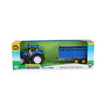 1:32 New Holland T5 Licensed Tractor with Livestock Trailer
