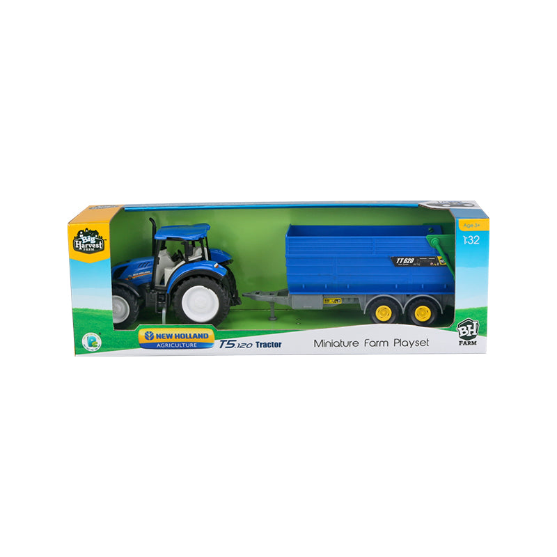 1:32 New Holland T5 Licensed Tractor with Tipper Trailer
