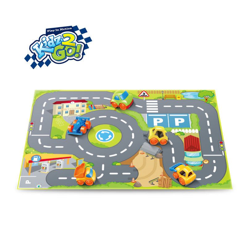 5pcs 5cm Mini Car Playset with Playmat